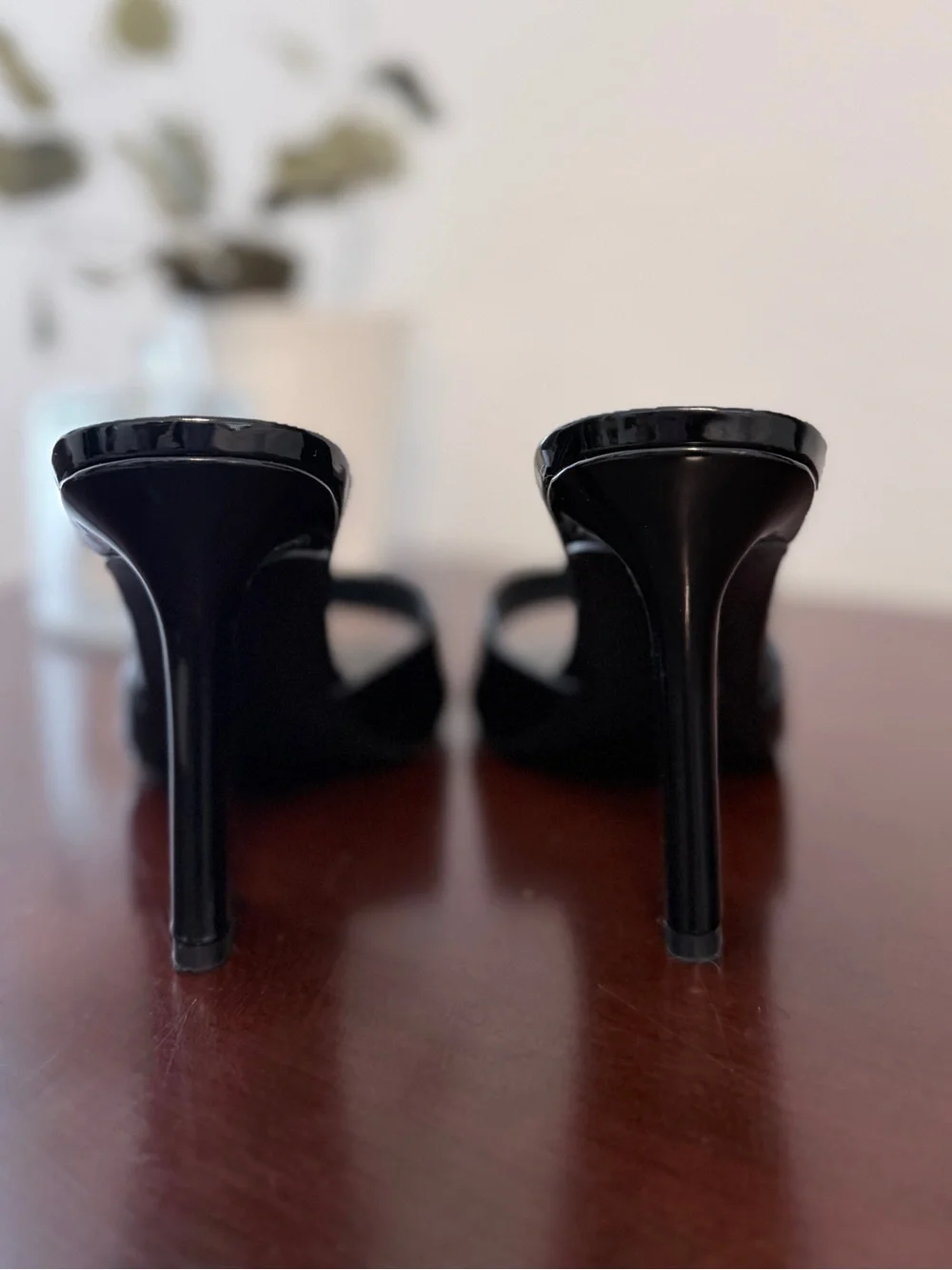 Nine West Kool3 Black Patent Peep-Toe Slip-On Heeled Sandals Size 7 NIB